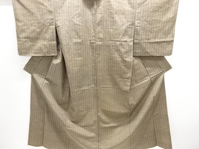 JAPANESE KIMONO / ANTIQUE HITOE KIMONO / SILK / TSUMUGI / WOVEN STRIPE
